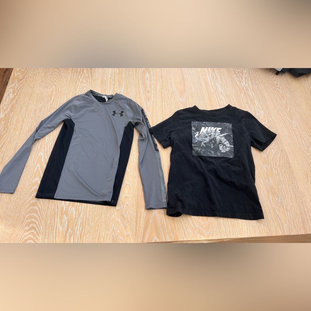 Under Armour Gray and Nike Black chameleon Kids Shirt
